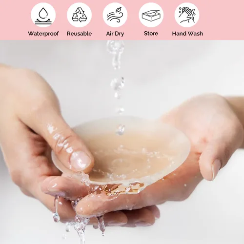 Vista 3 de Taesha Reusable Nipple Covers for Women - Silicone Pasties with Travel Box, Braless Support for Backless Dresses