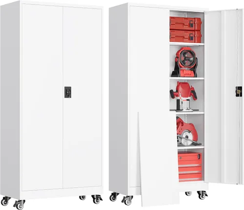 Vista 28 de 36" H Metal Garage Cabinet, 2 Doors Storage Cabinets, Steel Utility Tool Caninet, Short Locking Caninets with Adjustable Shelves, Black Lockable