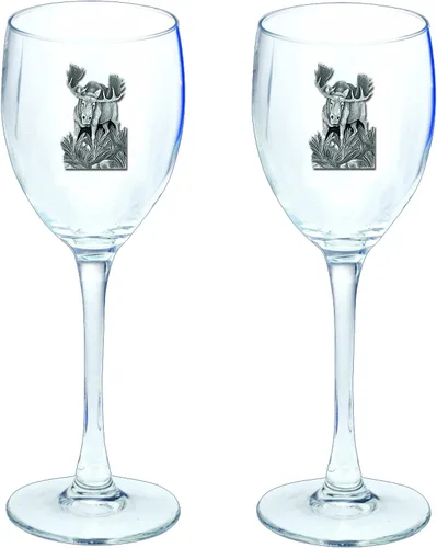 Vista 53 de Heritage Pewter Copas de vidrio de Arkansas, juego de 2, copas de vino de copa de 12 onzas, vidrio de peltre elaborado por expertos
