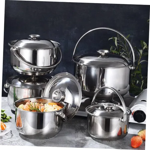 Vista 5 de KICHOUSE Olla de cocina de acero inoxidable Olla de acero inoxidable Olla pequeña olla de cocina Olla de acero inoxidable con tapa Olla grande