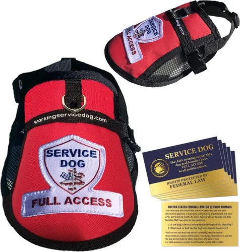 Vista 11 de Chaleco de acceso completo de malla para perros de servicio premium (circunferencia de 9 a 13 pulgadas, azul) - Incluye cinco tarjetas de folleto