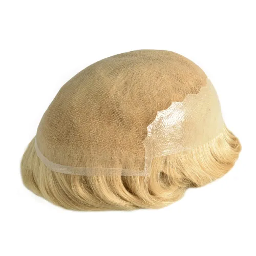 Vista 27 de Toupee - Sistemas de reemplazo de cabello para hombre, encaje frontal suizo, nudo blanqueado, pieza de cabello humano natural