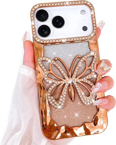 Vista 26 de Bonoma Funda con Purpurina Magnética para iPhone 16 Pro Max [Compatible con MagSafe], Funda Transparente Brillante de Lujo con Patrón de Corazones