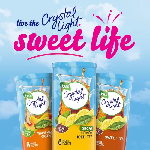 Vista 10 de Crystal Light - Mezcla de bebida en polvo con sabor natural a té helado de limón sin azúcar, descafeinado, 72 sobres para jarra