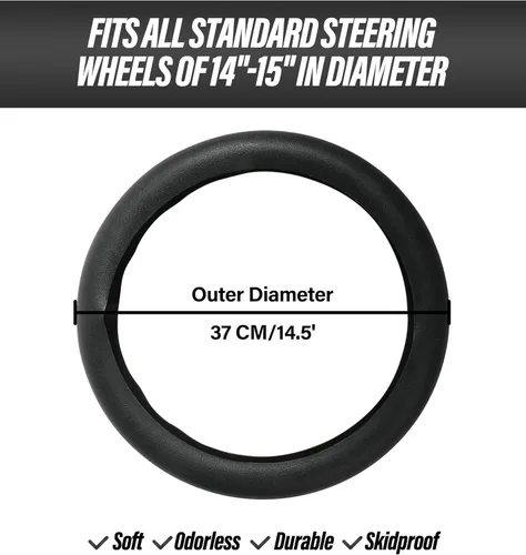 Vista 2 de ESEWALAS Funda de Volante de Coche de Silicona, Funda de Volante de Silicona de Textura de Cuero Suave y Sin Olor, Protector de Volante Universal
