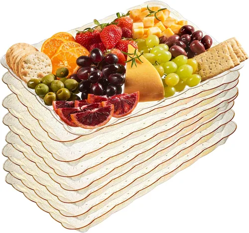 Vista 25 de Plasticpro - Bandejas de plástico para servir, rectangulares, 9 x 13 pulgadas, plato desechable para fiesta, 4 bandejas negras