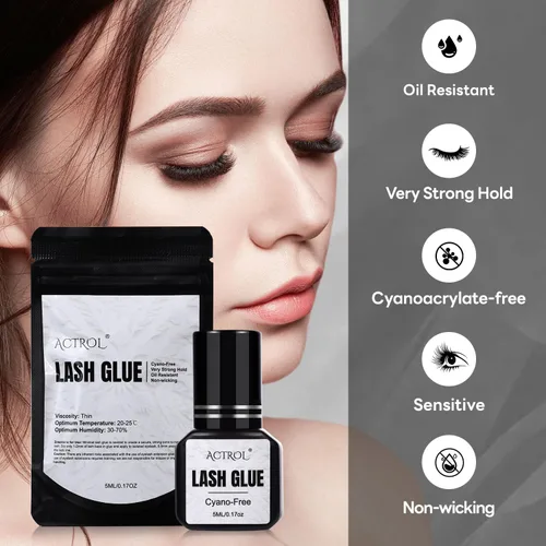 Vista 4 de Pegamento de pestañas sin ciano, impermeable, 8 semanas de largo, pegamento individual para pestañas, resistente al aceite, adhesivo para pestañas