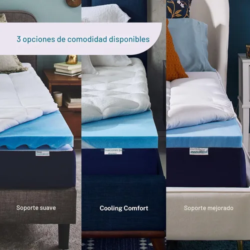 Vista 8 de Sleep Innovations - Cubrecolchón de gel de confort con espuma viscoelástica de memoria de doble capa, 4 pulgadas, tamaño California King, funda