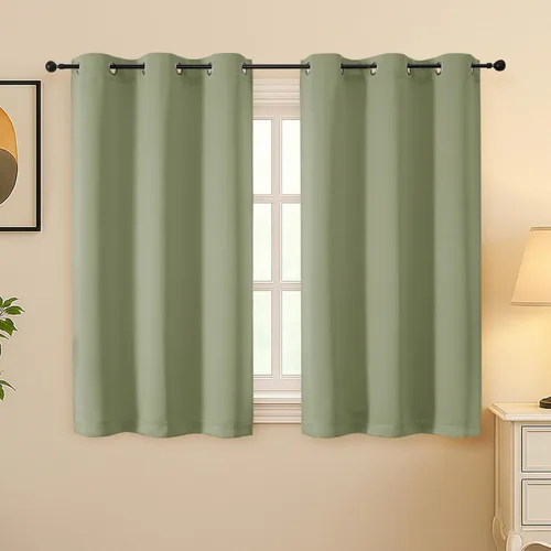 Vista 243 de Simplebrand Juego de 2 paneles de cenefa aguamarina para ventana de cocina de 14 pulgadas de largo, cortinas de oscurecimiento de habitación