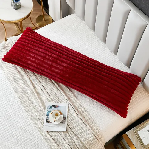 1 funda de almohada corporal grande para cama con tiras lumbares, funda de almohada rayada, decoración moderna para el hogar, suave, de piel Borgoña