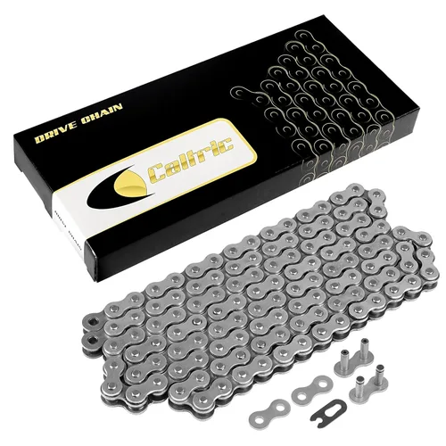 Caltric Cadena de transmisión no Oring de 520 pasos de 120 eslabones compatible con ATV/UTV/Quad/Side X Side/Motocicleta/Dirtbike/con remache y clip