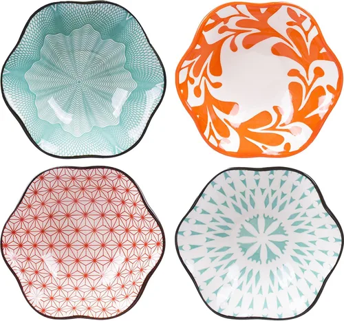 Vista 9 de VanEnjoy Juego de 4 platos japoneses de cerámica de estilo moderno para salsa de soja, platos de salsa de soja