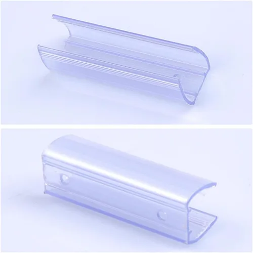 Vista 4 de DELight Sistema de canal en U de plástico de 2 pulgadas, 50 unidades, PVC transparente, universal, LED, soporte de montaje en pista, accesorios