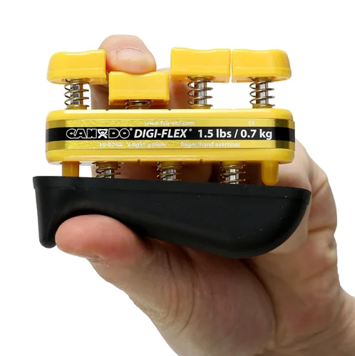 Vista 6 de Juguete giratorio ejercitador de mano CanDo 10-0751 Digi-Flex, dedo 0.75 libras / mano 2.5 libras, bronceado-XX-iluminación, Amarillo , 1