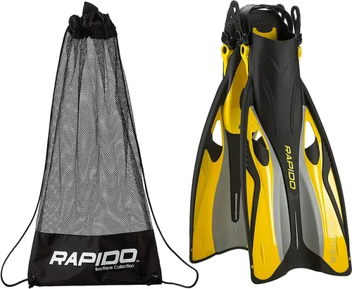 Vista 16 de Rapido Boutique Collection - Aleta de esnórquel ajustable con bolsa de transporte para equipo de esnórquel, fácil de empacar y viajar, aletas