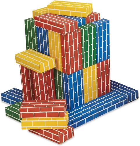 Vista 2 de Lillian Vernon Ladrillos de construcción primarios, bloques de cartón para niños, cada uno de 9 x 4 x 2 pulgadas (juego de 24)