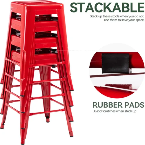 Vista 80 de Taburete Vogue Furniture Direct de 24 pulgadas, taburete de metal sin respaldo, taburete alto para encimera de interior o exterior con asiento