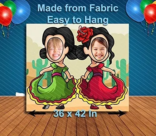 Vista 2 de Mexican Dancers, Party Selfie Photo Prop, Quinceanera Decoration