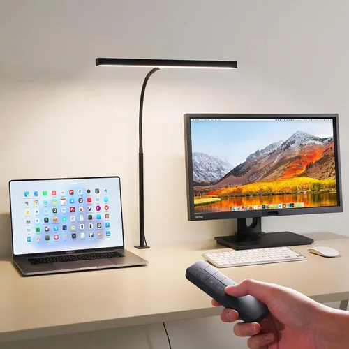 Vista 13 de Lámpara de escritorio LED para oficina y hogar, luz de escritorio ajustable y flexible para el cuidado de los ojos con 5 modos y 10 ajustes