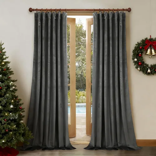 Vista 17 de StangH Cortinas de Terciopelo 42x84 pulgadas Beige Camello Oscurecedoras Resistentes al Calor Cobertura de Ventana Aplastadas Decoración del Hogar