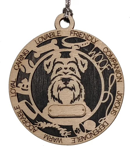 Vista 187 de Adorno de Navidad personalizado para perro Cavalier King Charles Spaniel, redondo de 3 pulgadas, madera cortada con láser de 2 capas, nombre y texto
