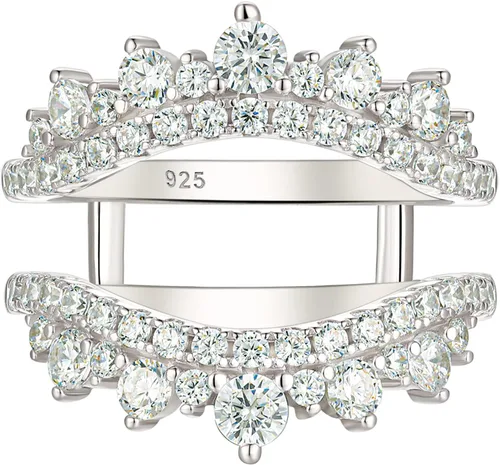 Wuziwen Anillo de boda curvado para mujer, anillo reforzador, protector para anillos de compromiso, plata de ley 925 CZ