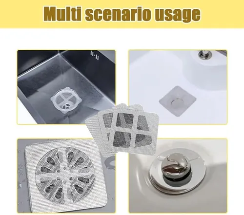 Vista 6 de Calcomanías Desechables para Drenaje de Cabello, Cubierta Desechable de Salida de Ducha de 4" X 4" con Calcomanías de Malla Atrapa-Cabellos