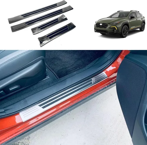 Vista 14 de Accesorios de automóvil compatibles con Subaru Crosstrek 2023 2024, placa interior del umbral de la puerta, cubierta protectora de arañazos, marco