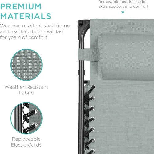Vista 98 de Best Choice Products Silla reclinable plegable de gravedad cero para exteriores, de patio, para salón al aire libre, con toldo ajustable