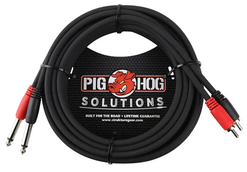 Vista 4 de Pig Hog PD-R1403 Cable dual RCA (macho) a doble mono de 1/4 pulgadas (macho), 3 pies