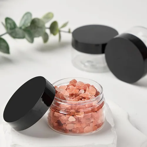 Vista 4 de TUZAZO Tarros de plástico de 1 onza con tapas sin BPA, recipientes vacíos redondos transparentes para cosméticos, tarros de plástico para slime