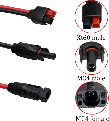 Vista 3 de Conector 10AWG (M-C-4) a (an-der-Son) Conector de cable de panel solar de alimentación hembra, conector solar a puerto de anuncios para Goal Zero