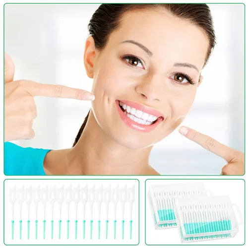 Vista 6 de Boao 250 piezas de cepillo interdental dientes dientes púas herramienta de limpieza de recarga de hilo dental púas de hilo dental Flosser dental