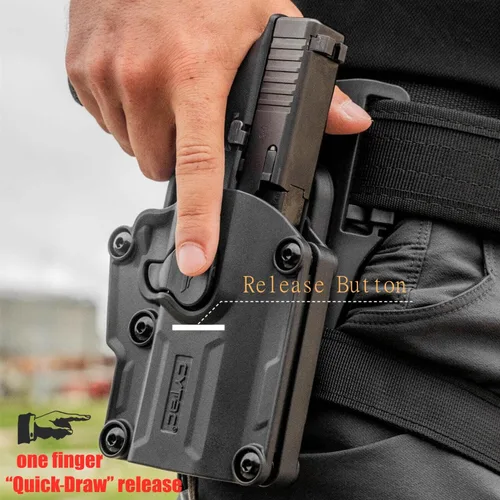 Vista 6 de Mega-Fit Holster Fit Most Popular Full Size and Compact Pistols, Trigger Guard Locking System Level Ⅱ Retention, Black