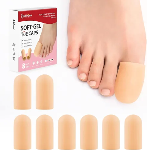Vista 14 de Bukihome 12 protectores de dedos de los pies, tapones de silicona para amortiguar ampollas de los dedos, maíz, callo, dedos de martillo, ideales