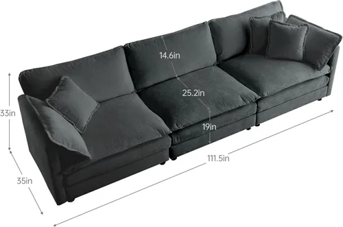 Vista 5 de Juego de sofá modular de 2 piezas, moderno sofá modular en forma de L con asiento profundo, muebles tapizados de felpilla para sala de estar
