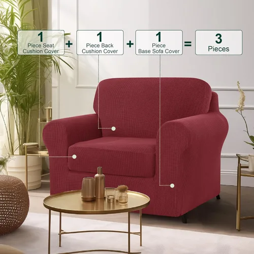 Vista 376 de CHUN YI Fundas para sofá de 7 piezas, lavables, fundas elásticas para sofá de 3 cojines con respaldo y fundas de cojín separados, protector