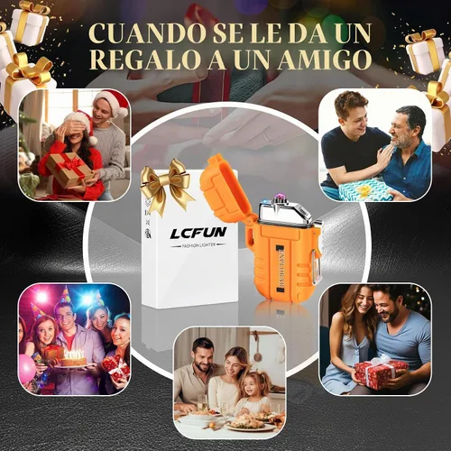Vista 7 de LcFun 2 Pack Encendedor impermeable para exteriores, equipo de caza, encendedor eléctrico a prueba de viento recargable por USB, encendedor