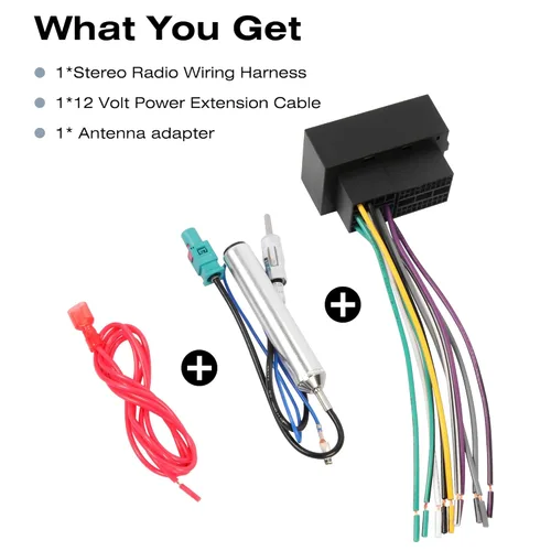 Vista 7 de Kit de arnés de cables de estéreo de coche RDBS y adaptador de antena para conectar una radio de posventa Compatible con vehículos Dodge Jeep Ram