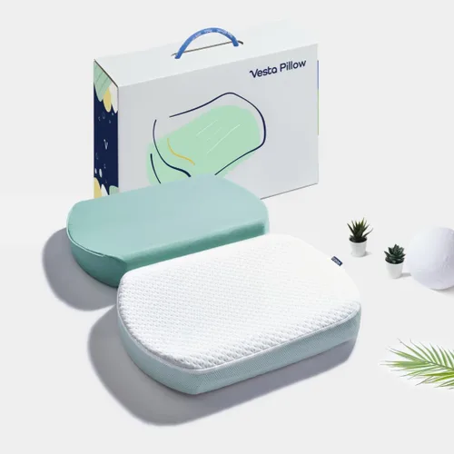 Vista 8 de Vesta AquaZen - Almohada de espuma de doble cara, espuma viscoelástica con cubierta refrigerante, ideal para personas que duermen de espalda