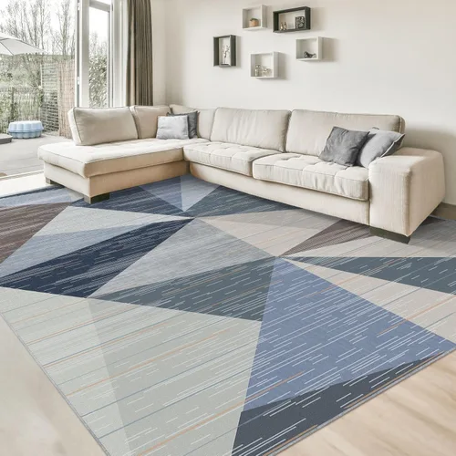 HOMFINE Alfombra de Área Moderna Lavable - Estilo Geométrico Alfombras 4x6 para Sala de Estar, Dormitorio, Alfombra de Área Lavable a Máquina Suave