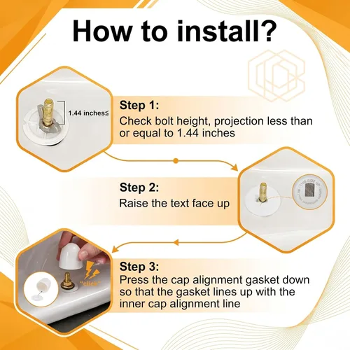 Vista 4 de A.I.FORCE - Paquete de 8 tapas para pernos de inodoro, tapas universales para suelo de inodoro con arandelas adicionales para una fácil instalación