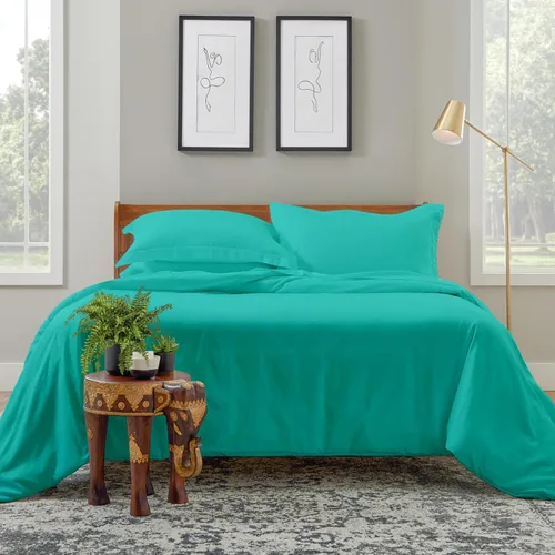 Vista 10 de Cosy House Collection Juego de funda de edredón de lujo de 2 piezas, mezcla de rayón derivado del bambú, ropa de cama ultrasuave, protector de Crema