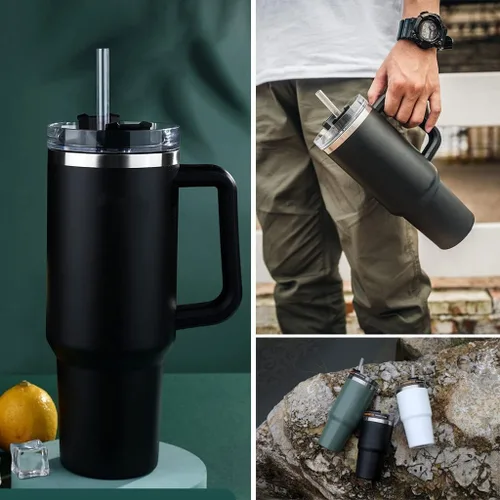 Vista 4 de ALINK Paquete de 8 popotes de vidrio de repuesto para vasos Stanley de 40 onzas y 30 onzas, popotes transparentes reutilizables de 12 pulgadas