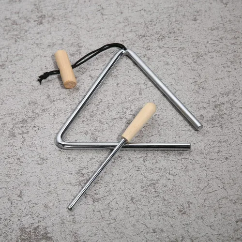 Vista 6 de Instrumento musical del triángulo de 6 pulgadas, campana de acero de la percusión del triángulo con el delantero