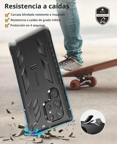 Vista 6 de FNTCASE - Funda para Samsung Galaxy S23 Ultra, con protector de pantalla integrado Negro