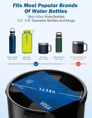 Vista 5 de JOYTUTUS Expansor de portavasos de automóvil mejorado con base desplazada, compatible con YETI Ramblers, Hydro Flask, grande para sostener botellas
