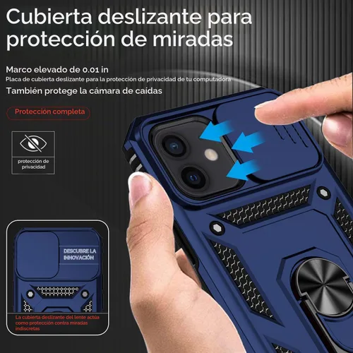 Vista 5 de Funda para iPhone 12/iPhone 12 Pro con cubierta para lente de cámara, color negro
