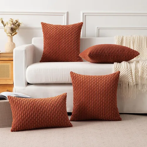 Vista 189 de Kevin Textile - Juego de 2 fundas de almohada decorativas de pana suave, estilo bohemio, a rayas, decoración del hogar para sofá, cama, sofá y sala