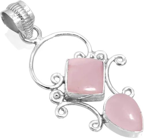 JEWELOPORIUM Colgante hecho a mano de plata de ley 925 para mujer, dos piedras preciosas, joyería de plata para regalo (99507_P)